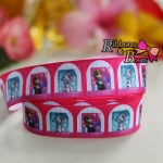 ริ้บบิ้นผ้าพิมพ์ลาย Frozen กว้าง 25 mm #FZ008