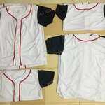 เสื้อเบสบอลขาว แขนดำ แถบแดง