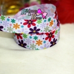 ริบบิ้นผ้าพิมพ์ลาย ดอกไม้ กว้าง 22 mm #BC7