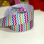 ริบบิ้นผ้าพิมพ์ลายซิกแซก ,วินเทจ กว้าง 22 mm #ZZ10