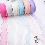 ริบบิ้นผ้าโปร่งเย็บขอบ ขนาด กว้าง 5 ซม.#FB17