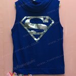 เสื้อฮู้ดคอตตอนแขนกุด สกรีนฟรอยสีเงิน