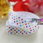 ริบบิ้นผ้าพิมพ์ลายจุด กว้าง 22 mm #PD055