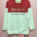 เสื้อยืด สีแดงบน ขาวล่าง แขนยาว สกรีนตามสั่ง DON T FORGET