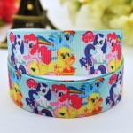 ริบบิ้นผ้าพิมพ์ลาย ม้าโพนี่(pony) กว้าง 22 mm #PN22