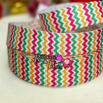 ริบบิ้นผ้าพิมพ์ลายซิกแซก ,วินเทจ กว้าง 22 mm #ZZ12