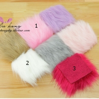 แผ่นขนประดับกิ๊บ เกาหลี นุ่มมาก สี ชมพูอ่อน #CR83