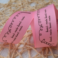 ริบบิ้นผ้าพิมพ์ลายการ์ตูนสัตว์น่ารัก สีชมพู กว้าง 25 mm #AN26-4