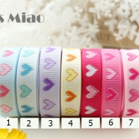 ริบบิ้นผ้าพิมพ์ลายหัวใจ กว้าง 10 mm สี 4 #HT5