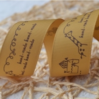 ริบบิ้นผ้าพิมพ์ลายการ์ตูนสัตว์น่ารัก สีน้ำตาล กว้าง 25 mm #AN26-3