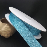 แถบกลิตเตอร์ PU ขนาด กว้าง 2.5 ซม. สีฟ้า #FB11