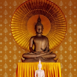 วอลเปเปอร์ลายไทย ลายดอกพุดตาน เหลือง JPS1004