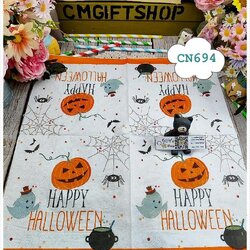 กระดาษแนปกิ้น, ขายลดราคาตำหนิเล็กน้อย, ลายฟักทองฮาโลวีน, ลายฮาโลวีน, ลายฟักทอง, ลายผี, ลายหม้อแม่มด, ลายแมงมุม, ลายใยแมงมุม, ลายค้างคาว, พื้นหลังสีขาว