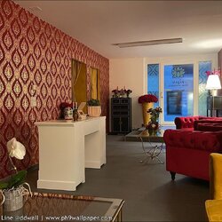 วอลเปเปอร์ติดผนังลายไทย ลายเทพพนม แดง-ทอง RG039-08