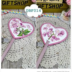 พัดเดคูพาจลายดอกซากูระสีชมพู, พัดหัวใจลายดอกซากูระ, พัดลายดอกซากูระ , พัดลายดอกไม้สีชมพู, พัดเดคูพาจ, พัดแฮนด์เมด, รหัส DBF014