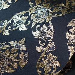 วอลเปเปอร์ลายไทย ดอกพุดตาน ดำ-ทอง RG101-10