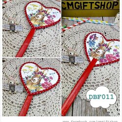 พัดเดคูพาจลายกระต่าย, พัดหัวใจลายกระต่าย, พัดลายกระต่าย , พัดเดคูพาจ, พัดแฮนด์เมด, รหัส DBF011
