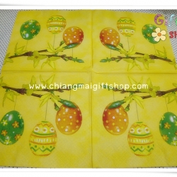 กระดาษแนปกิ้นยุโรป, ลายไข่อีสเตอร์, ลายดอกไม้, ลายจุด, พื้นหลังสีเหลือง, ลายไข่, เทศกาลอีสเตอร์