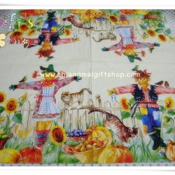 กระดาษแนปกิ้น ลายคู่รัก,ลายหุ่นไล่กา, ลายฟักทอง, ลายแมว, ลายดอกทานตะวัน