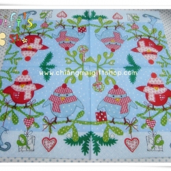 กระดาษแนปกิ้นยุโรป, ลายนกใส่หมวก, ลายนกใส่ผ้าพันคอ, ลายนกเกาะกิ่งไม้, ลายกล่องของขวัญ, ลายฤดูหนาว, ลายคริสต์มาส, ลายเทศกาล