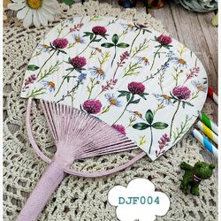 พัดเดคูพาจลายดอกไม้สีชมพู , พัดลายดอกไม้, พัดญี่ปุ่นลายดอกไม้, พัดญี่ปุ่น, พัดญี่ปุ่นแฮนด์เมด, พัดไม้ไผ่ญี่ปุ่น, พัดเดคูพาจ, ลายดอกไม้, ลายดอกไม้สีชมพู, รหัส DJF004