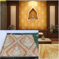 วอลเปเปอร์ลายไทย ลายเทพพนม ขาว - ทอง JPS102