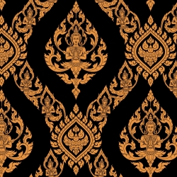 วอลเปเปอร์ลายไทย ลายเทพพนม ดำ-ทอง 099-10