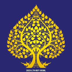 สติ๊กเกอร์ภาพต้นโพธิ์ทอง-พื้นน้ำเงิน ST-2023-LTH-003BL