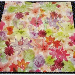 กระดาษแนปกิ้น ลายภาพดอกไม้หลากสี พื้นหลังสีขาว