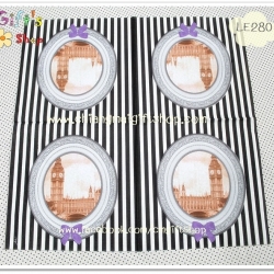 กระดาษแนปกิ้นยุโรป ลายหอนาฬิกาบิ๊กเบนในกรอบรูปวงรี, ลายหอนาฬิกาบิ๊กเบน, ลายหอนาฬิกา, ลายประเทศอังกฤษ, ลายเกี่ยวกับประเทศอังกฤษ, พื้นหลังลายทางสีขาวสลับดำ