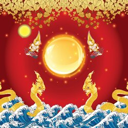 สติ๊กเกอร์ภาพเทวดา พญานาค ล้อมลูกแก้ว ST-NAK-SPE-014