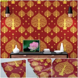 วอลเปเปอร์ลายไทย ลายต้นโพธิ์ แดง - ทอง JPS301