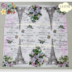 กระดาษแนปกิ้น ลายหอไอเฟล พื้นหลังสีขาว