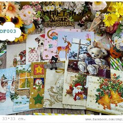 กระดาษแนปกิ้นยุโรป , (1 เซท มี 11 แผ่นใหญ่ตามรูปหน้าปก) เซทคริสต์มาสลายหายาก ลดราคาพิเศษ! คุ้มมาก มีตำหนิเล็กน้อย รหัส DF003 (มีตำหนิแค่บางลาย และตำหนิเล็กน้อยมากๆ)