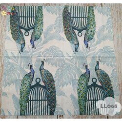 กระดาษแนปกิ้น ลายนกยูงสองตัวเกาะกรงนก ลายนกยูงกับต้นไม้ ลายนกยูงคู่รัก ลายขนนกยูง ลายขนหางนกยูง ลายหางนกยูง ลายนกยูง Peacocks