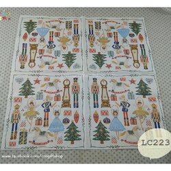 กระดาษแนปกิ้น ลายคริสต์มาส ลายต้นคริสต์มาส ลายกล่องของขวัญ ลายนางฟ้า ลายทหารอังกฤษ ลายม้าโยก ลายหัวใจ ลายนาฬิกา ลายเด็กผู้หญิง Nutcracker พื้นหลังสีขาว