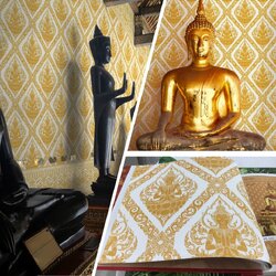 วอลเปเปอร์ลายไทย ลายเทพพนม ขาว - ทอง JPS106