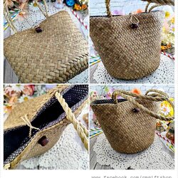 กระเป๋าหิ้วบุผ้าลายจุด ขายลดราคามีตำหนิเล็กน้อย กระเป๋าทำจากกระจูดสาน พิเศษด้านในบุผ้าคอตตอนสีน้ำตาลลายจุดสีขาวน่ารักมาก ขายแบบ 1 ใบ ไม่มีซิป