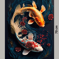 แคนวาสกรอบลอย ภาพปลาคาร์ฟคู่ KIP-SP (3)-50X70CM