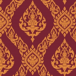 วอลเปเปอร์ลายไทย ลายเทพพนม แดง-ทอง 099-8