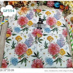 กระดาษแนปกิ้นยุโรป, ลายช่อดอกไม้หลายสี, ลายดอกไม้สีชมพู, ลายดอกไม้สีม่วง, ลายดอกไม้สีฟ้า, ลายดอกคาร์เนชั่น, ลายดอกไฮเดรนเยีย, ลายดอกไลแลค, ลายผีเสื้อ, ลายSmell of Summer, พื้นหลังสีขาว