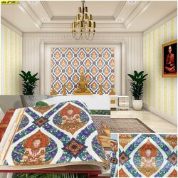 วอลเปเปอร์ลายไทย ลายเทพพนม หลากสี JPS801