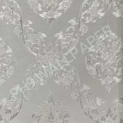 วอลเปเปอร์ลายไทย ดอกพุดตาน สีเงิน-เทา RG101-12