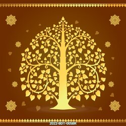 สติ๊กเกอร์ภาพต้นโพธิ์ทอง-น้ำตาล ST-2022-BDT-005BR