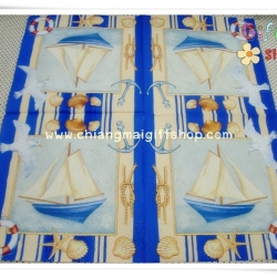 กระดาษแนปกิ้นยุโรป, ลายเรือ, ลายนกนางนวล, ลายหอย, ลายปลาดาว, พื้นหลังสีน้ำเงิน, ลายทะเล, ลายเรือ, ลายแนวทะเล, ลายสัตว์ทะเล