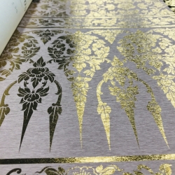 วอลเปเปอร์ลายไทย ดอกพุดตาน เทา-ทอง 47-102-02