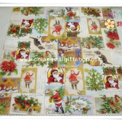 กระดาษแนปกิ้นยุโรป, ลายซานตาคลอส, ลายแมวตีกลอง, ลายเด็กน้อย, ลายมิสเซิลโท, ลายเทศกาล, ลายคริสต์มาส, ลายรถโบราณ, ลายวินเทจ,ลายนก