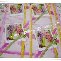 กระดาษแนปกิ้น ลายภาพถ่ายดอกไม้ พื้นหลังสีชมพู