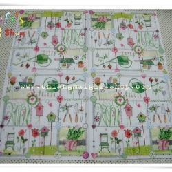 กระดาษแนปกิ้นยุโรป, ลายบ้านนก, ลายบัวรดน้ำ, ลายกระถางต้นไม้, ลายเก้าอี้ในสวน, ลายดอกกุหลาบ, ลายทำสวน, พื้นหลังสีขาว