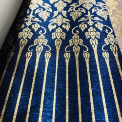 วอลเปเปอร์ลายไทย (ขอบบนล่าง) น้ำเงิน-ทอง 47-049-4